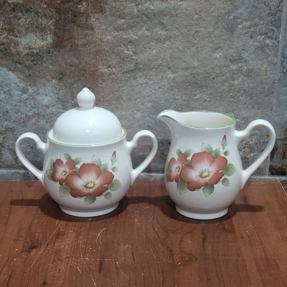 Vintage Keltcraft by Noritake Wild Rose Creamer & Sugar Set Ireland